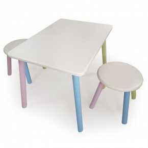 Детский комплект стол и два табурета круглых  (Белый, Белый, Цветной) в Заречном - zarechnyy.mebel-74.com | фото