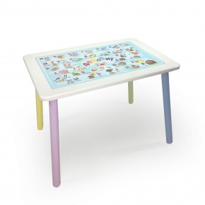 Детский стол с накладкой Алфавит (Белый/Цветной) в Заречном - zarechnyy.mebel-74.com | фото