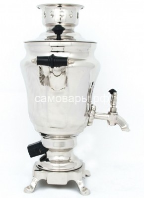Электрический самовар из латуни никелированный на 1,5 литра форма "Тюльпан" с защитой от выкипания в Заречном - zarechnyy.mebel-74.com | фото