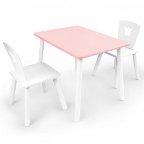 Комплект детской мебели стол и два стула Корона  (Розовый/Белый/Белый) в Заречном - zarechnyy.mebel-74.com | фото
