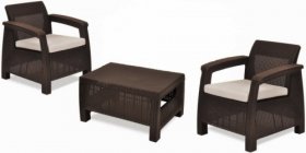 Комплект мебели Корфу Уикенд (Corfu Weekend) коричневый - серо-бежевый * в Заречном - zarechnyy.mebel-74.com | фото