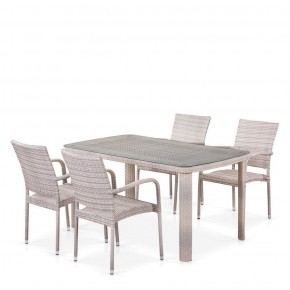 Комплект плетеной мебели T256C/Y376C-W85 Latte (4+1) + подушки на стульях в Заречном - zarechnyy.mebel-74.com | фото