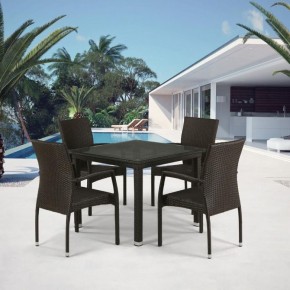 Комплект плетеной мебели T257A/YC379A-W53 Brown (4+1) + подушки на стульях в Заречном - zarechnyy.mebel-74.com | фото