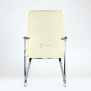 Кресло Barneo K-25 для посетителей и переговорных (хром, бежевая экокожа) в Заречном - zarechnyy.mebel-74.com | фото