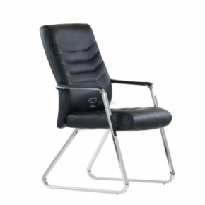 Кресло Barneo K-25 для посетителей и переговорных (хром, черная экокожа) в Заречном - zarechnyy.mebel-74.com | фото