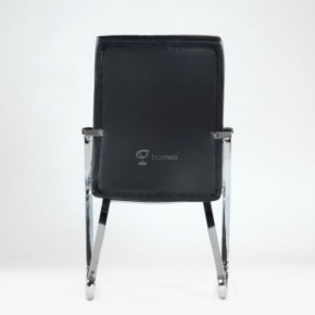 Кресло Barneo K-25 для посетителей и переговорных (хром, черная экокожа) в Заречном - zarechnyy.mebel-74.com | фото