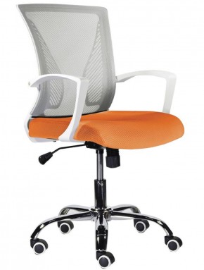 Кресло BRABIX "Wings MG-306", пластик белый, хром, сетка, серое/оранжевое, 532011 в Заречном - zarechnyy.mebel-74.com | фото