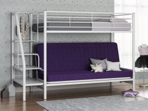 Кровать двухъярусная с диваном "Мадлен-3" (Белый/Фиолетовы) в Заречном - zarechnyy.mebel-74.com | фото