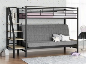 Кровать двухъярусная с диваном "Мадлен-3" (Черный/Серый) в Заречном - zarechnyy.mebel-74.com | фото