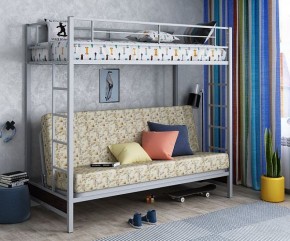Кровать двухъярусная с диваном "Мадлен" (Серый/Фиолетовый) в Заречном - zarechnyy.mebel-74.com | фото