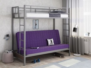 Кровать двухъярусная с диваном "Мадлен" (Серый/Фиолетовый) в Заречном - zarechnyy.mebel-74.com | фото