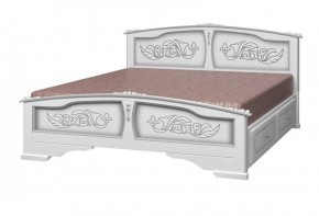 ЕЛЕНА Кровать из массива 1600 (Белый жемчуг) с 2-мя ящиками в Заречном - zarechnyy.mebel-74.com | фото