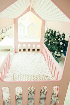 Кровать-домик без ящика 800*1600 (Розовый) в Заречном - zarechnyy.mebel-74.com | фото