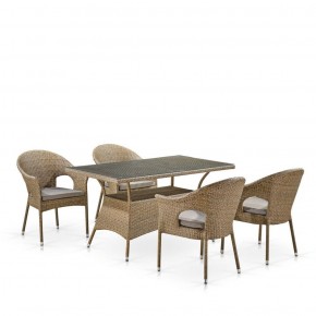 Обеденный комплект плетеной мебели T198B/Y79B-W56 Light Brown (4+1) в Заречном - zarechnyy.mebel-74.com | фото