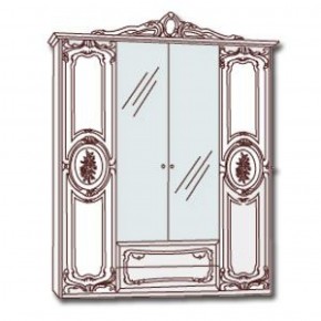 Шкаф 4-х дверный с зеркалами (01.144) Роза (могано) в Заречном - zarechnyy.mebel-74.com | фото