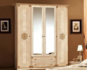 Шкаф 4-х дверный с зеркалами (02.144) Рома (беж) в Заречном - zarechnyy.mebel-74.com | фото