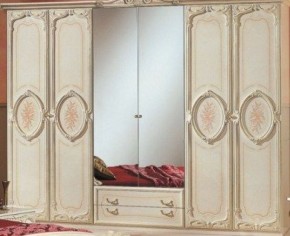 Шкаф 6-и дверный с зеркалами (01.146) Роза (беж) в Заречном - zarechnyy.mebel-74.com | фото