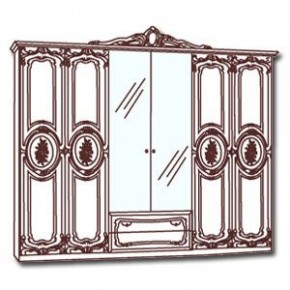 Шкаф 6-и дверный с зеркалами (01.146) Роза (беж) в Заречном - zarechnyy.mebel-74.com | фото