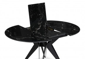Стол стеклянный Рикла 110(150)х110х76 черный мрамор / черный в Заречном - zarechnyy.mebel-74.com | фото